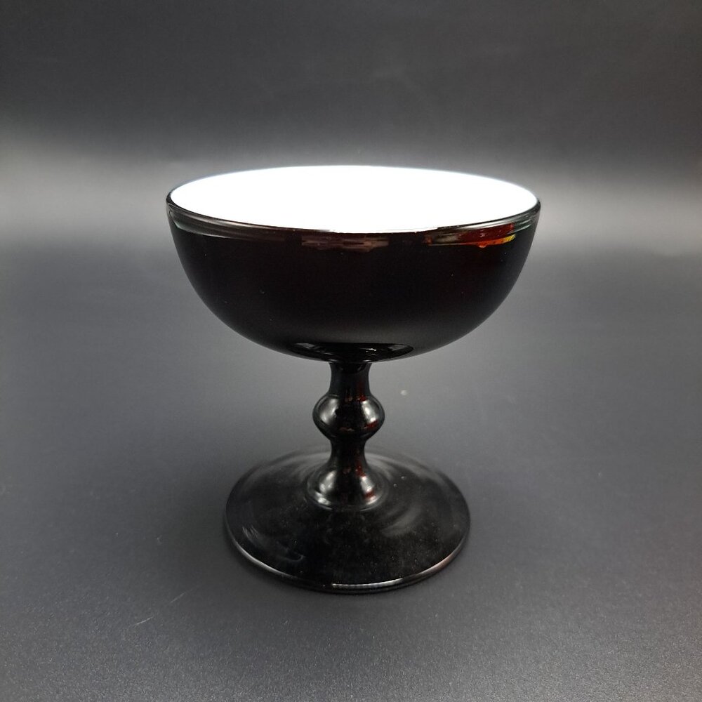 Carlo Moretti White Cased Black Cocktail Glass Italian Elegant Vintage